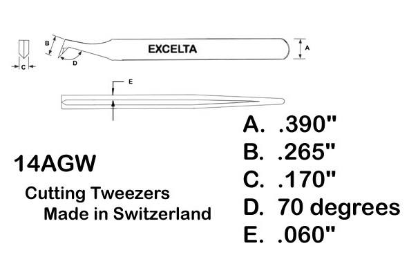 Excelta™ Precision Tweezers With Curved Tips and Fine Serrated Points