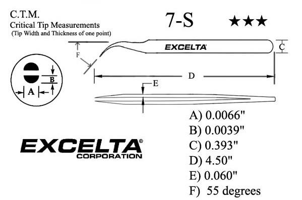Excelta Copolymer Tip Tweezers Round tip tweezers; Tip width: 0.080 in.